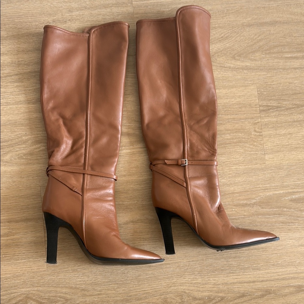 Reiss Brown Heeled Boots with Pointed Toe